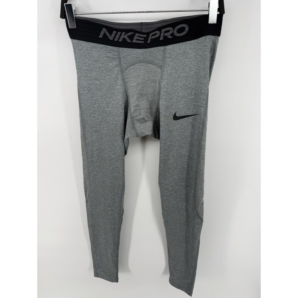 Nike Pro Tights Mens Large Gray Compression Pants Tight 29”Athletic Gym Run